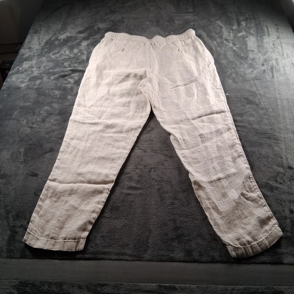 Zara Linen Drawstring Pants Mens 32 Beige Straight Leg Casual Summer Beach 2439